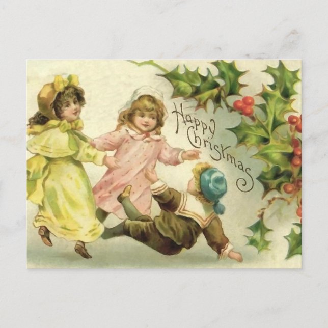 Vintage Kinder Weihnachtskarte Feiertagspostkarte (Vorderseite)