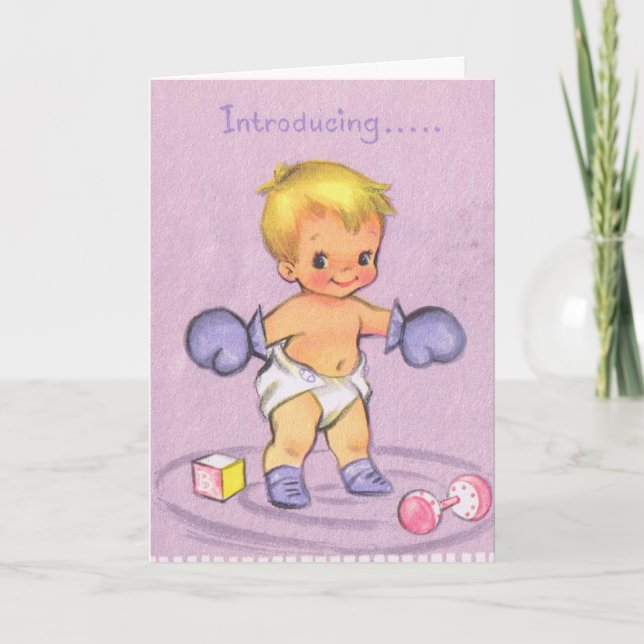 Vintage Kinderankündigung/Boxhandschuhe Ankündigung (Vorderseite)