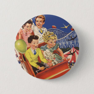 Vintage-Kinderballons Hund Achterbahnfahrt Button