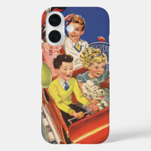Vintage-Kinderballons Hund Achterbahnfahrt iPhone 16 Hülle