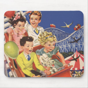 Vintage-Kinderballons Hund Achterbahnfahrt Mousepad