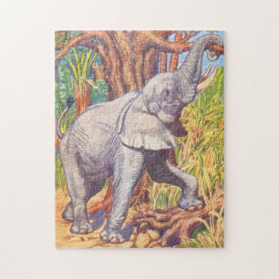 Vintage Kinderbuch zur Elefantenillustration Puzzle