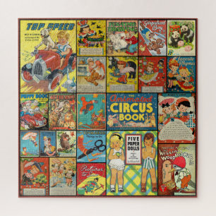 VINTAGE KINDERBÜCHER UND SEITENILLUSTRATIONEN PUZZLE