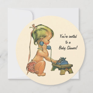 Vintage Kinderdusche, Niedliche Girl-Talk am Telef Einladung