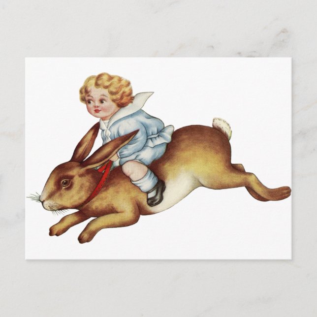 Vintage Kinderfahrten Bunny Rabbit Postkarte (Vorderseite)