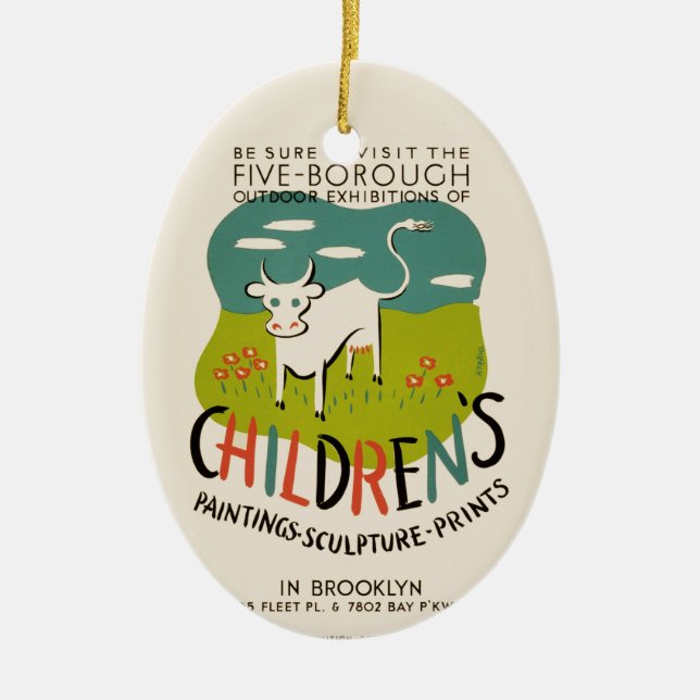 Vintage Kinderkunst Keramikornament (Vorne)