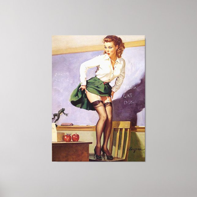 Vintage Kindermädchen-Button Leinwand (Vorderseite)