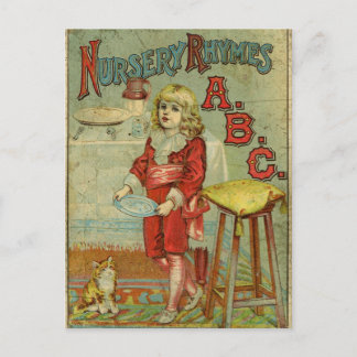 Vintage-Kinderreim-ABC-Kinderbuchcover Postkarte