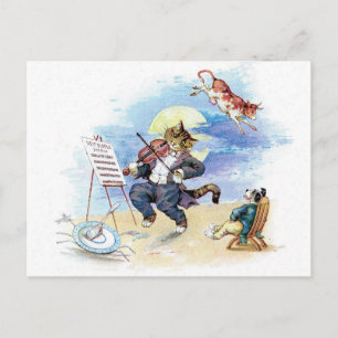 Vintage-Kinderreim Hey Diddle, Katze Fiddle Kunst Postkarte