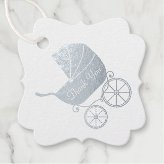 Vintage-Kinderwagen-Baby-Party Süßer blauer Junge Geschenkanhänger
