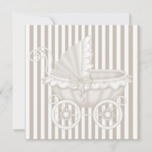 VINTAGE-KINDERWAGEN-BABY-SHOWER-EINLADUNG SEPIA-ST EINLADUNG