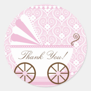Vintage-Kinderwagen Danke Baby Shower Aufkleber