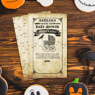 Vintage Kinderwagen Halloween Baby Shower Windel Begleitkarte