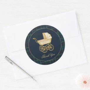 Vintage Kinderwagen Klassische Babyparty Runder Aufkleber