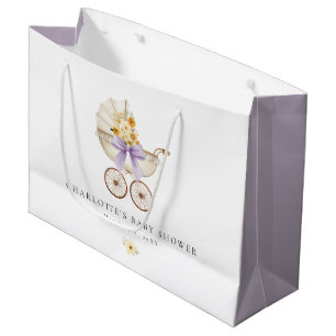 Vintage-Kinderwagen Lavendel-Baby-Party  Große Geschenktüte