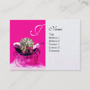 VINTAGE-KINDERWAGEN MIT BLUMEN BABY SHOWER,Perl-P Visitenkarte