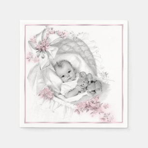 Vintage-Kinderwiege-Baby-Mädchen-Party Serviette