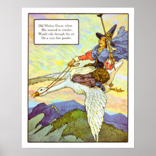 Vintage Kinderzimmer Druck - Alte Mutter Gans Poster