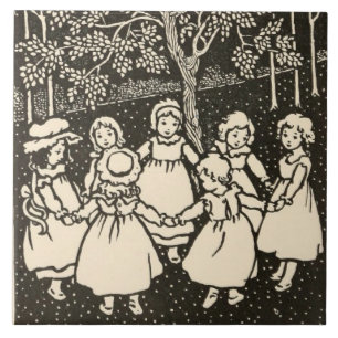 Vintage Kinderzimmer Kunst: Ring o Roses Kinderspi Fliese