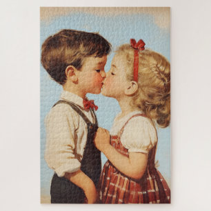 Vintage Kindheit Sweetheart Kiss Puzzle