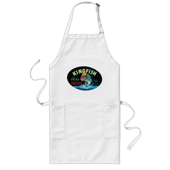 Vintage Kingfish Peas Label - Apron Lange Schürze (Vorne)