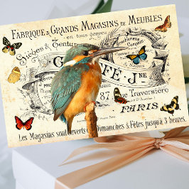 Vintage Kingfisher Butterflies Französisch und Dec Seidenpapier