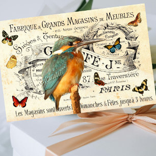 Vintage Kingfisher Butterflies Französisch und Dec Seidenpapier