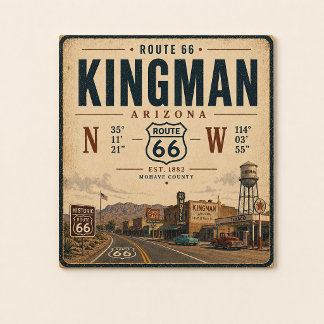 Vintage Kingman Route 66 Postkarten-Kunst