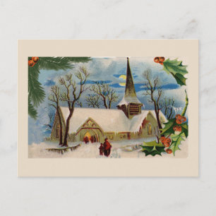 Vintage Kirche im Winter Postkarte