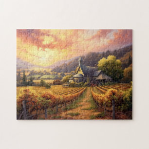 Vintage Kirche und Weinberg Puzzle
