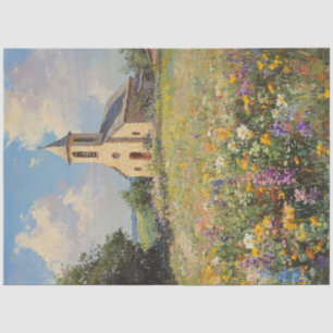 Vintage-Kirche-Wildblumen-Fine-Art-Decoupage Seidenpapier