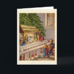 Vintage Kirchenativity-Gruß-Karte Feiertagskarte<br><div class="desc">Retro/Vintage Weihnachtsgrußkarte.  Zwei entzückende Kinder,  die vor der Kinderkrippe in der Kirche knien und beten!</div>