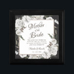 Vintage Kirchenmutter der Braut Personalisiert Erinnerungskiste<br><div class="desc">Vintage Cherish White Floral & Rose Gold lackierte Rose und Blume. Vintag klassisches und elegantes Aussehen, viel Grau, Elfenbeinweiß, Rose Gold, Dusty Pink, Pine Green, Gray Blätter und Blattwerk. Mit handgemalten Blumenelementen, Vintagen klassischen Script-Schriftart und eleganten Rose Gold Glitzer Foil Geometric Square Frame auf einem Holzkohle Dunkelgrau bearbeitbaren Hintergrund -...</div>