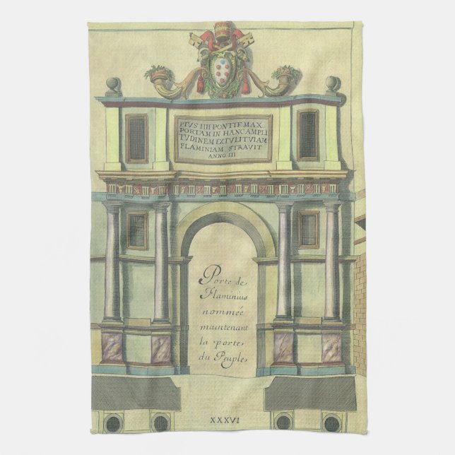 Vintage Kirchentür Eintritt Renaissance Architektu Geschirrtuch (Vertikal)