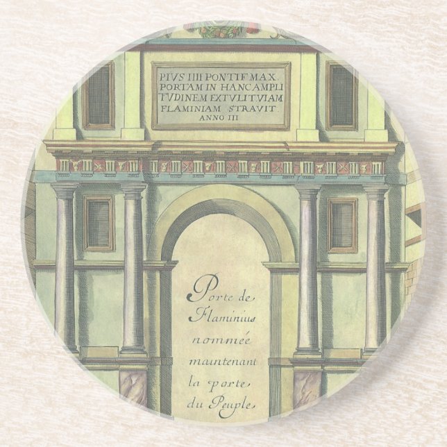 Vintage Kirchentür Eintritt Renaissance Architektu Sandstein Untersetzer (Vorne)