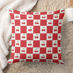 Vintage-Kirsch-Gingham: Coquette Cottagecore Kissen