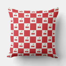 Vintage-Kirsch-Gingham: Coquette Cottagecore Kissen