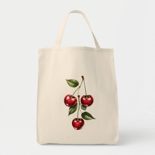 Vintage-Kirsch-Illustration-Tasche Tragetasche (Vorne)