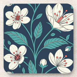 Vintage-Kirschblüte – Elegantes Nahtloses Design Getränkeuntersetzer