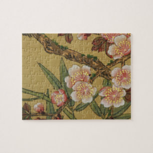 Vintage Kirschblüten Asiatische Japanische Blumen Puzzle