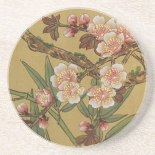 Vintage Kirschblüten Asiatische Japanische Blumen Sandstein Untersetzer