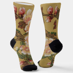 Vintage Kirschblüten Asiatische Japanische Blumen Socken