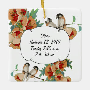 Vintage-Kirschblüten-Baby-Erinnerung Keramikornament