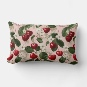 Vintage-Kirschblüten-Botanik-Rosa-Rot-Muster Lendenkissen