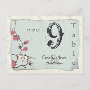 Vintage Kirschblüten-Damask-Tischnummer für die Ho Postkarte