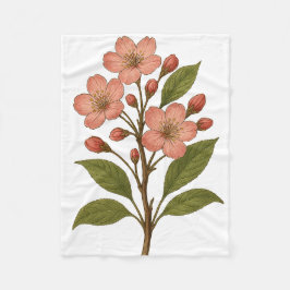Vintage Kirschblüten Fleece-Decke | Weich Fleecedecke