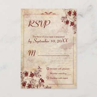 Vintage-Kirschblüten-Hochzeits-RSVP-Einladung RSVP Karte