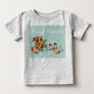 Vintage Kirschblüten-Liebesvögel Pfirsich-Minze Baby T-shirt