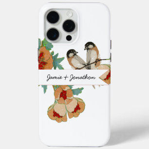 Vintage Kirschblüten-Liebesvogel Pfirsich-Minze iPhone 15 Pro Max Hülle