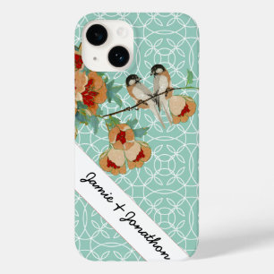 Vintage Kirschblüten-Liebesvögel Pfirsich-Minze Case-Mate iPhone Hülle